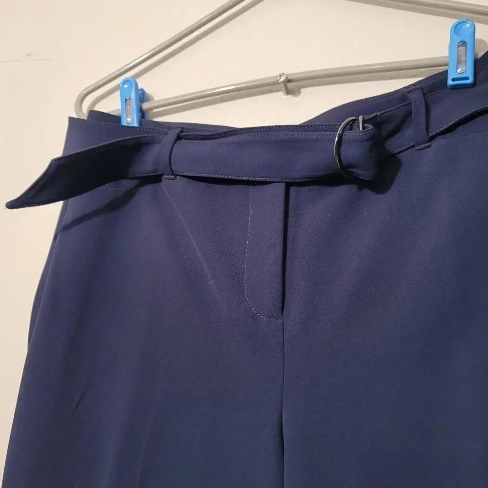 White House Black Market Pants Womens 4R Black Wide Leg Trouser Blue Classic Y2k - Picture 10 of 13